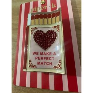 Piper K Heart Matchbox We Make A Perfect Match Red Sparkle Hair Claw Clip